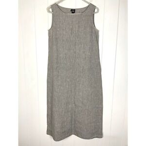 Eileen Fisher Organic Cotton Irish Linen Dress in Light Gray SZ Small